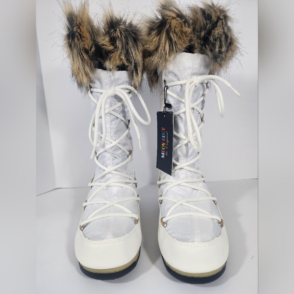Moon Boot Monaco High White Faux Fur Snow Boots Women EU37 / US5 (Fits 6-6.5) - Picture 2 of 14